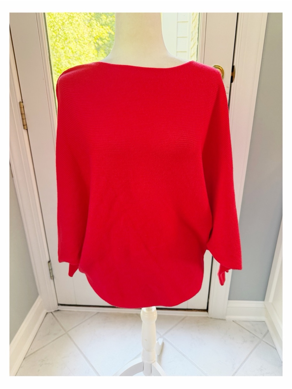Kerisma bright Red Ribbed Dolman Sleeve Boatneck Sweate